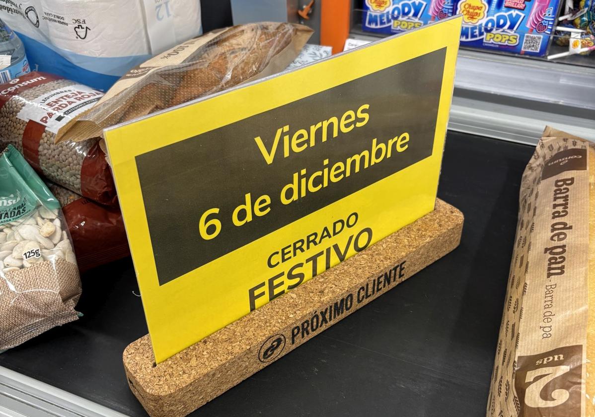 Horario de Consum para el festivo 6 de diciembre en Valencia.