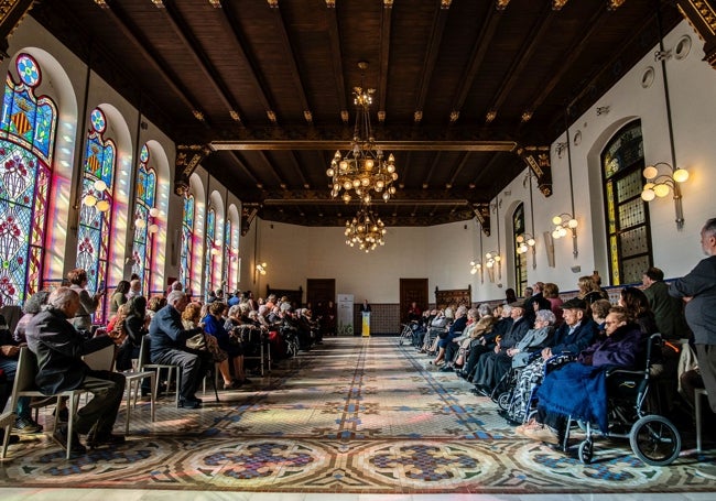 Acto con los 36 vecinos centenarios, en el Palacio de la Exposición.