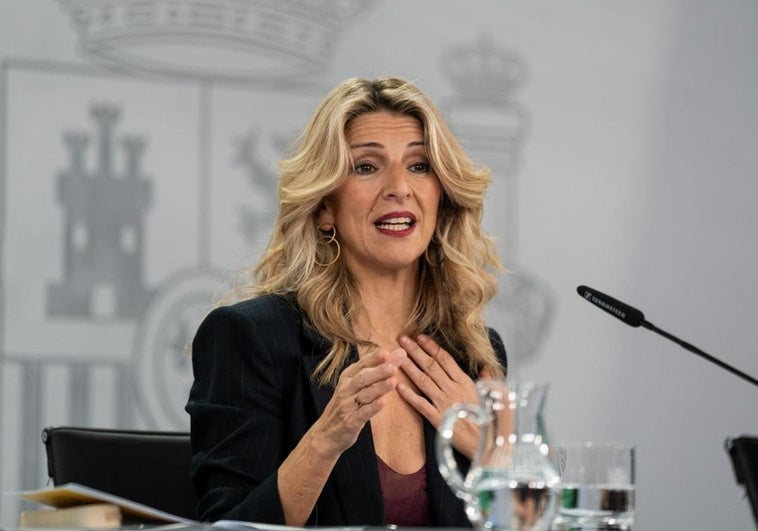 Yolanda Díaz, durante la rueda de prensa tras el Consejo de Ministros.