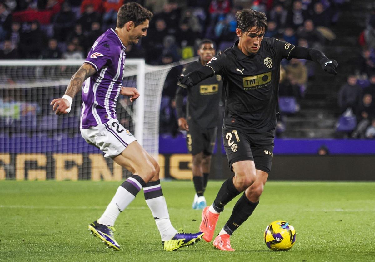 Jesús Vázquez en el partido ante el Valladolid en el estadio José Zorilla.