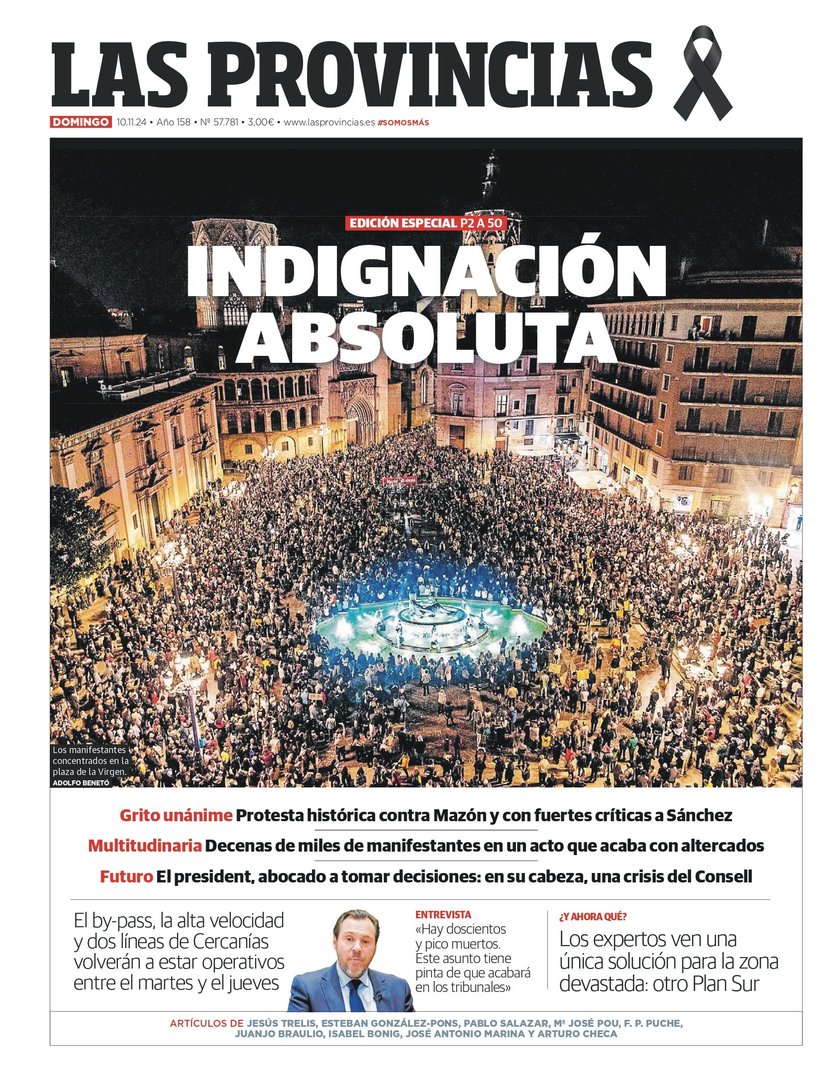 Portada de LAS PROVINCIAS publicada el 10 de noviembre de 2024