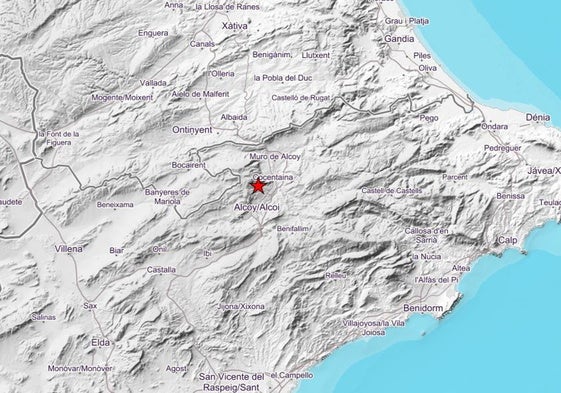 Localización del último terremoto de este domingo, en la web del Instituto Geológico Nacional.