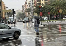 Día de mucha lluvia en la ciudad de Valencia.