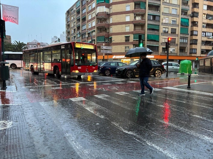 Lluvias este jueves en la ciudad de Valencia.