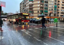 Lluvias este jueves en la ciudad de Valencia.