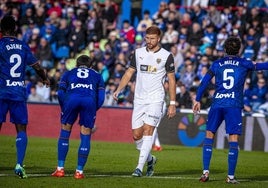 Maximiliano Caufriez, en su único partido con el Valencia, ante el Getafe.