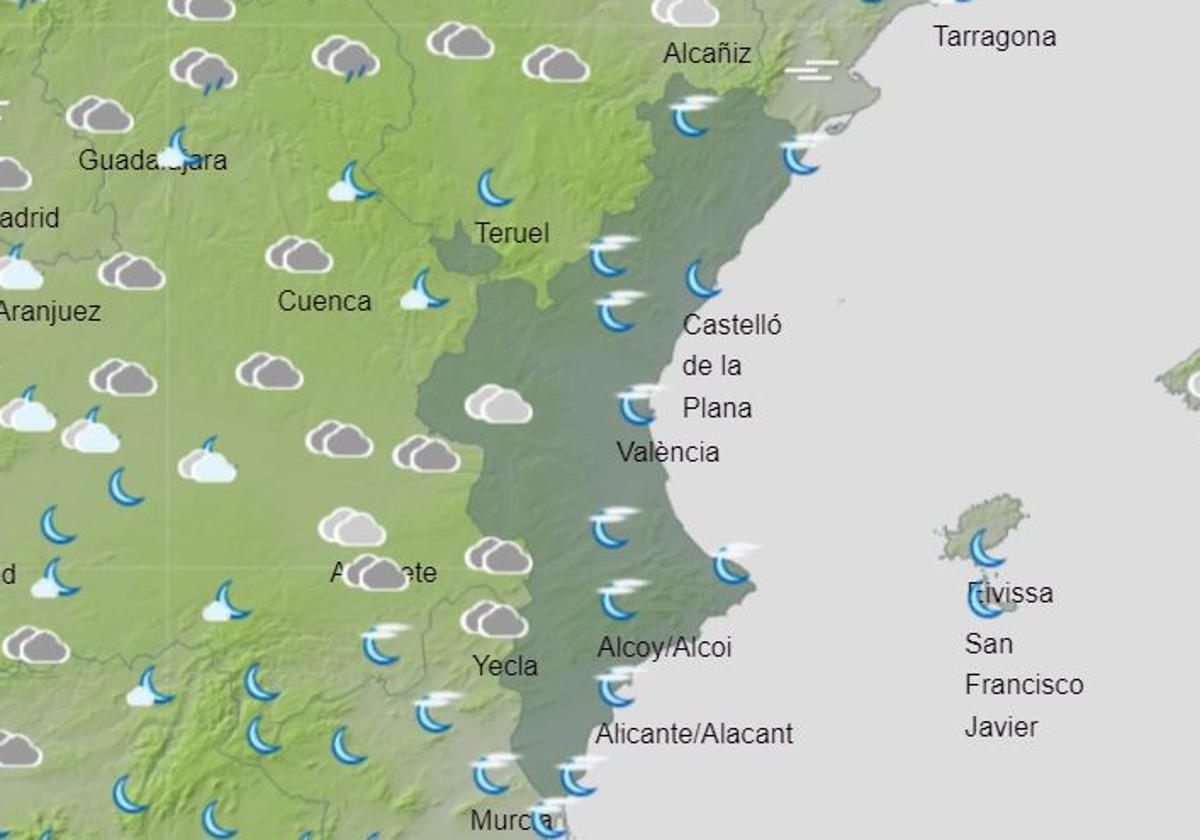 Mapa previsto para el miércoles 22 de enero.