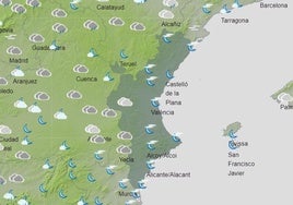 Mapa previsto para el miércoles 22 de enero.