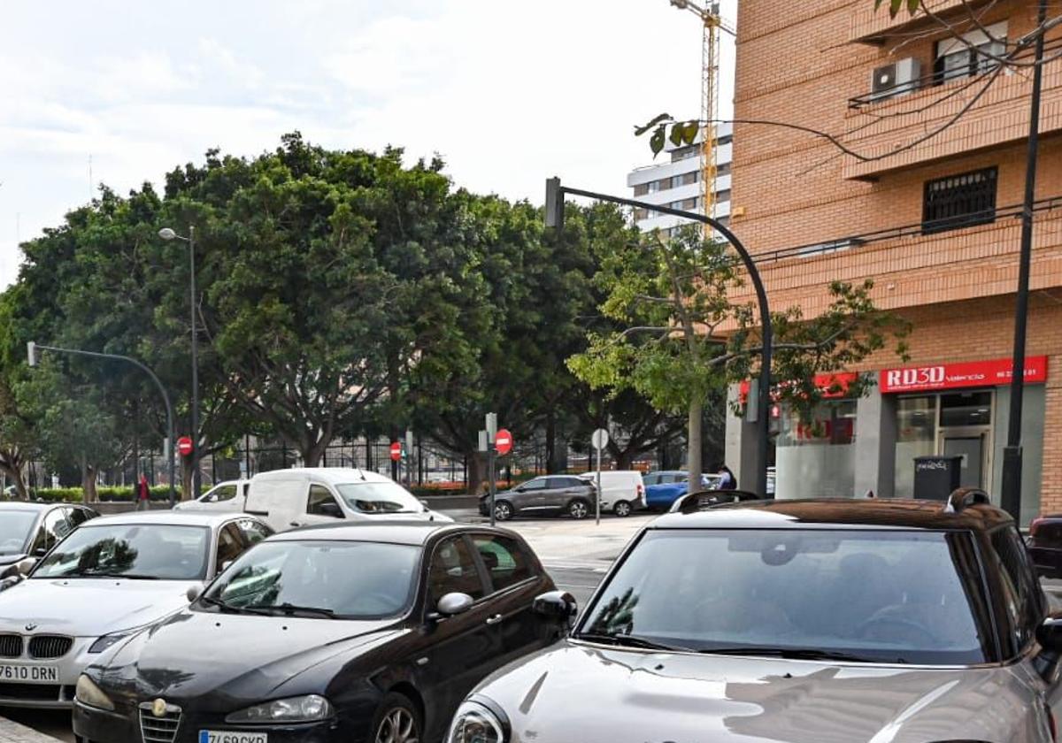 Coches estacionados en la avenida Baleares.