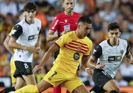 Ferran Torres, durante el encuentro de la primera jornada de LaLiga en Mestalla.