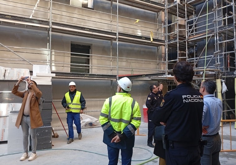 Las obras en el interior de la Jefatura de Policía de Valencia.