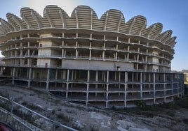 Aspecto actual del estado de las obras del Nou Mestalla.