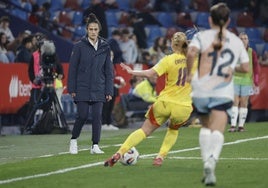 Montse Tomé durante el partido.