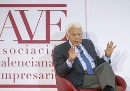 Felipe González, durante la charla en la asamblea de AVE.