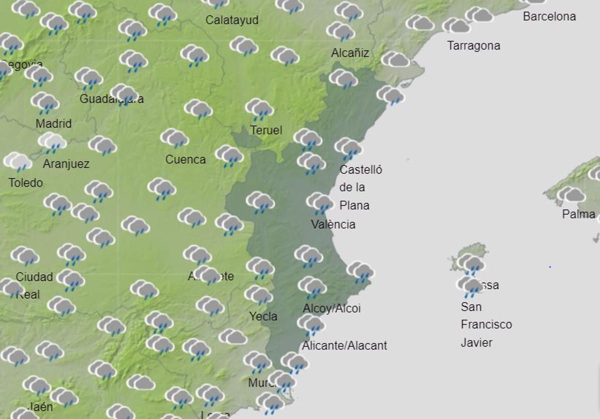 Mapa previsto pra el sábado 1 de marzo.