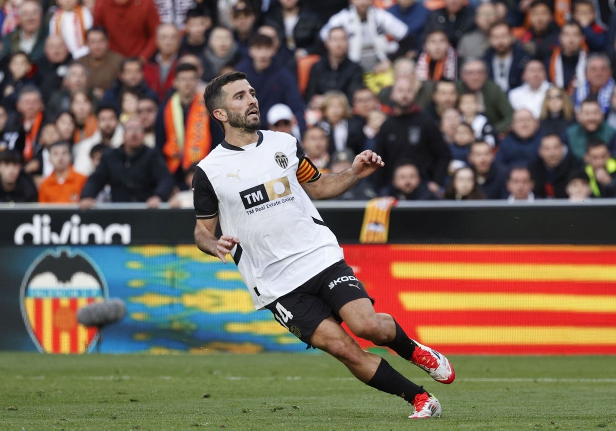 José Luis Gayà, durante un partido en Mestalla.