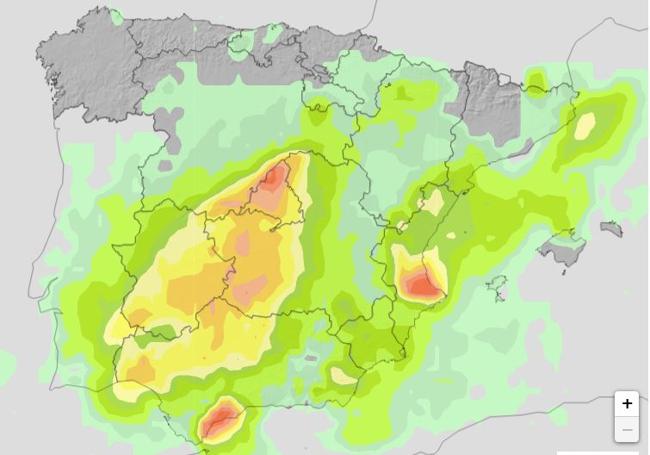 Probabilidad de lluvias intensas el domingo.