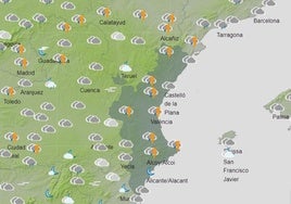 Mapa previsto para el lunes a las 20.00 horas.