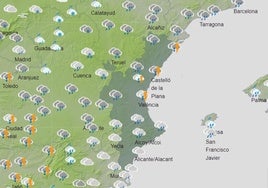 Mapa de lluvias previsto para el viernes.