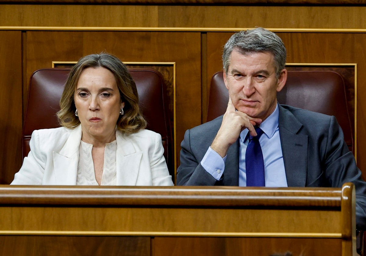 Núñez Feijóo junto a la secretaria general del PP, Cuca Gamarra.