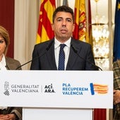 La vicepresidenta Camarero, el presidente Mazón y la consellera de Hacienda, Ruth Merino.