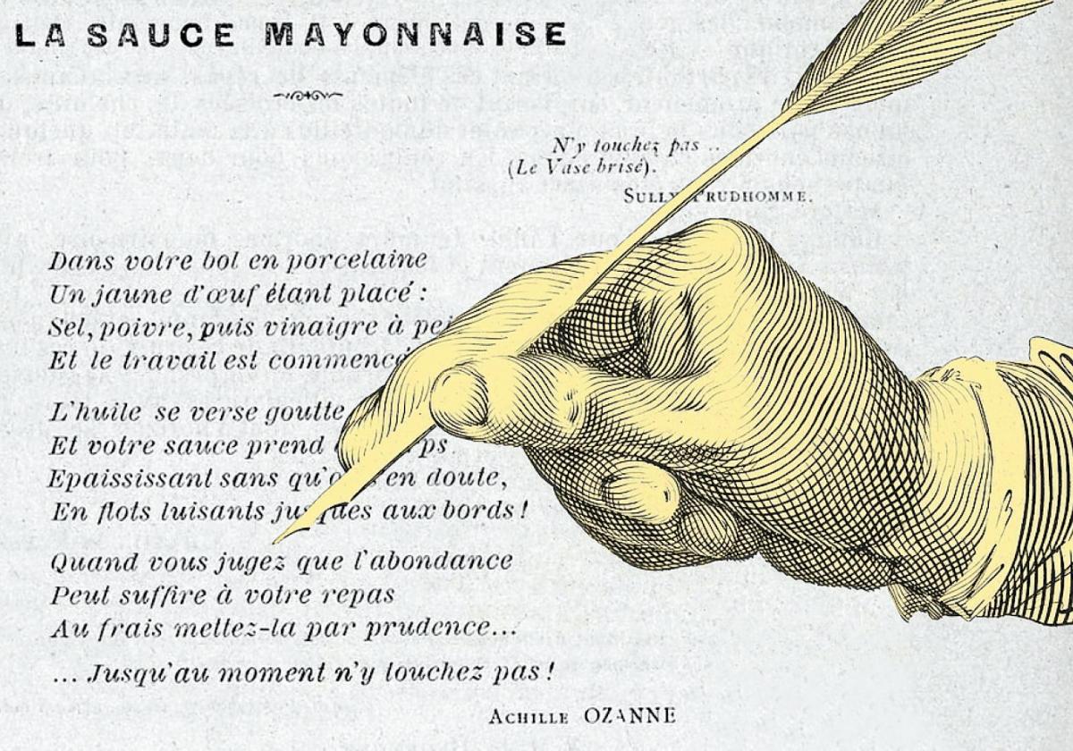 Revista. 'La sauce mayonnaise', poema de Achille Ozanne. Revista l'Art Culinaire, 15 de junio de 1889.