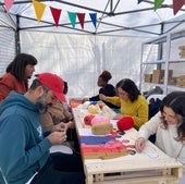 Mural de bordado colaborativo, en el Germanor Fest