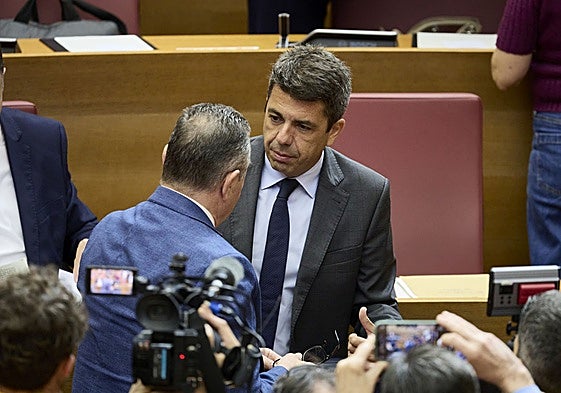 Mazón, este miércoles en la sesión de control de Les Corts.