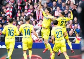 Varios jugadores del Villarreal celebran un gol esta temporada.