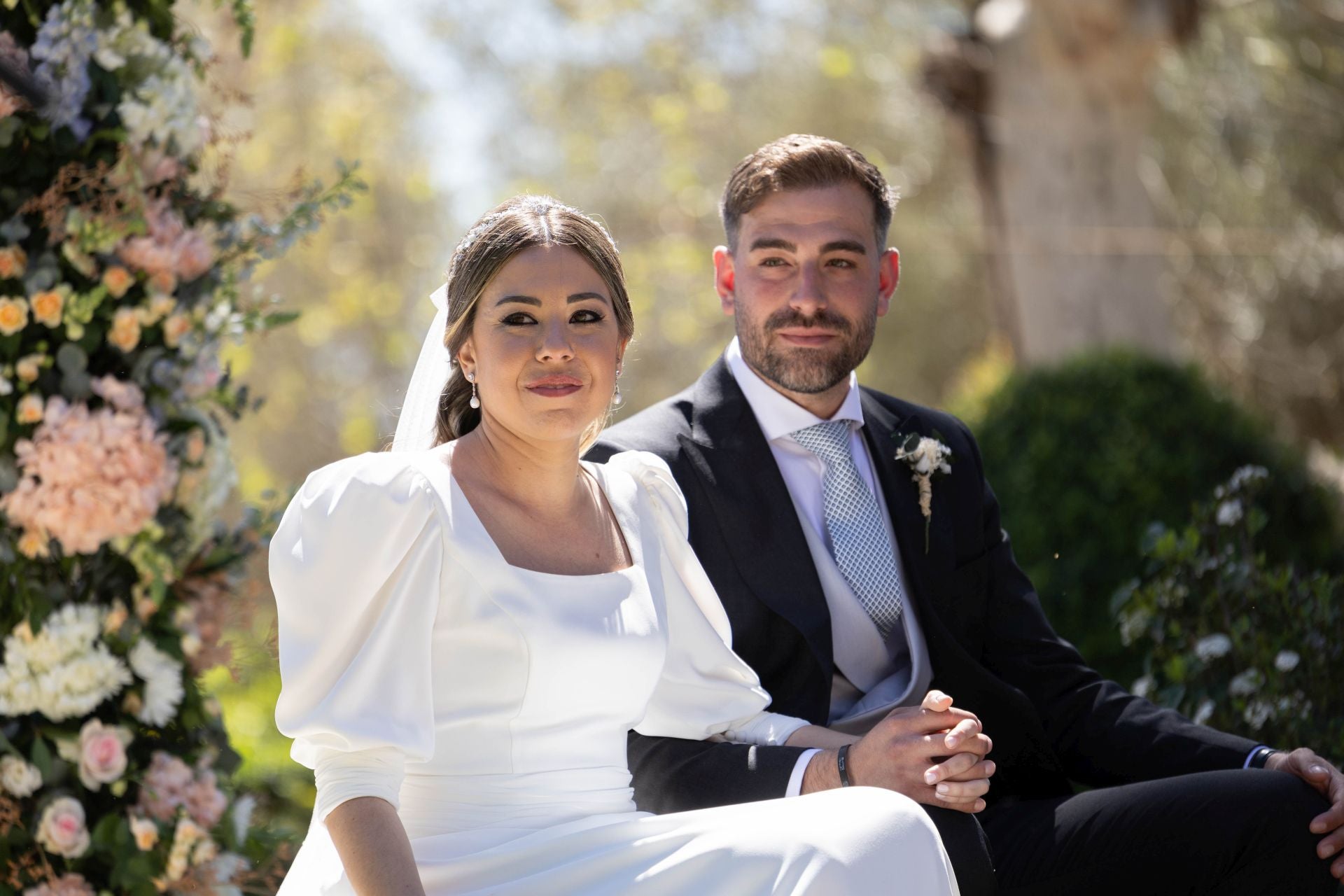 Los novios, durante la ceremonia.