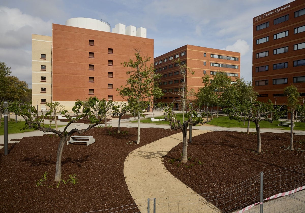 Aspecto actual de la plaza Manuel Broseta, que se abrirá en mayo.