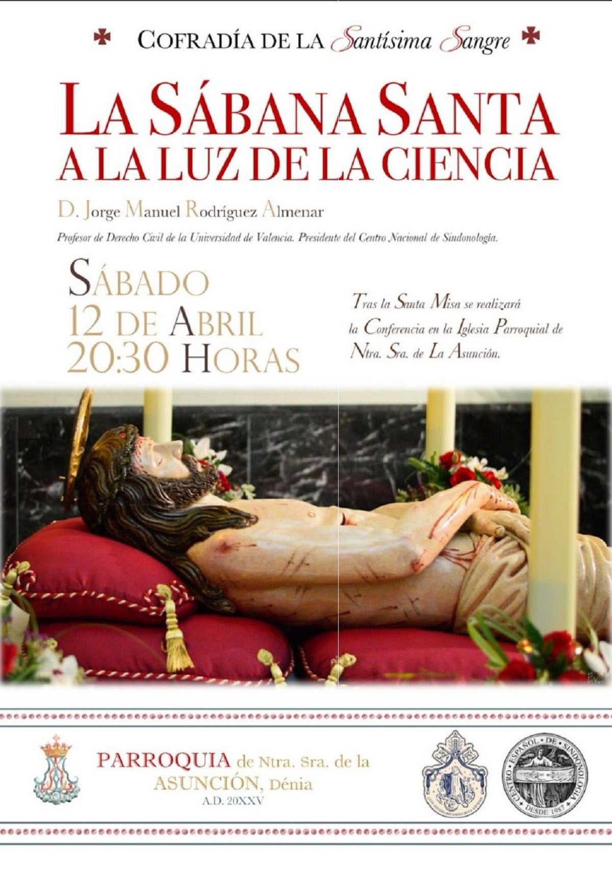 La parroquia de la Asunción de Dénia acoge la conferencia 'La Sábana Santa a la luz de la ciencia'