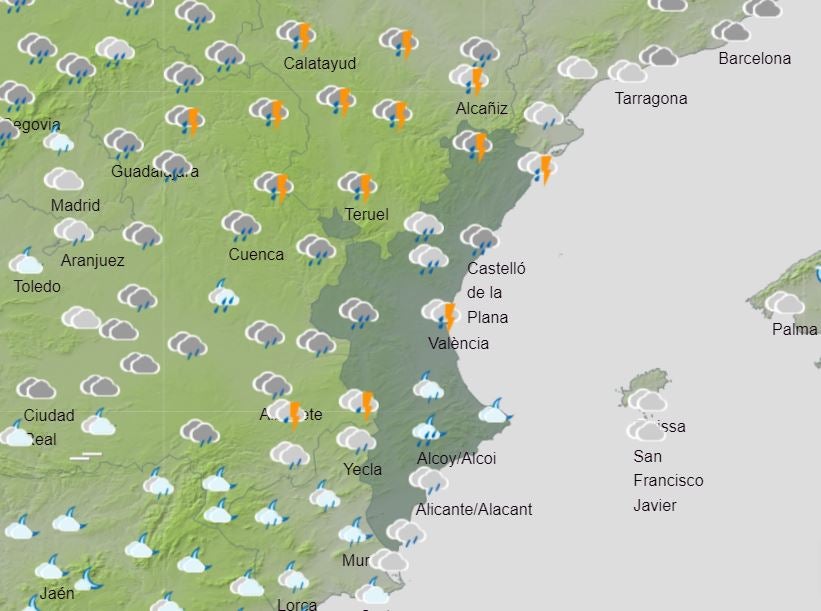 Mapa previsto para el martes.