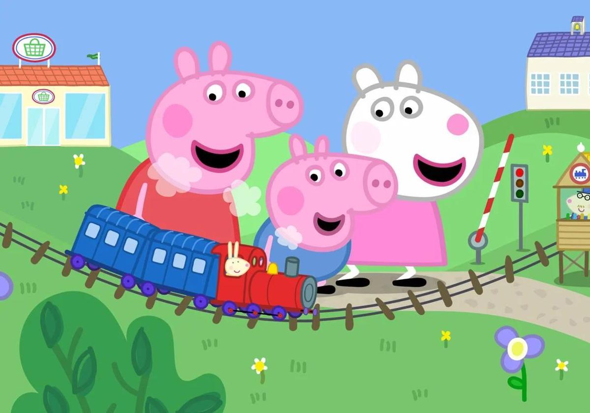 Peppa Pig junto a sus padres.