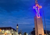 Emblema luminoso de la fiesta del Cristo del Grao que este año no se instalará.