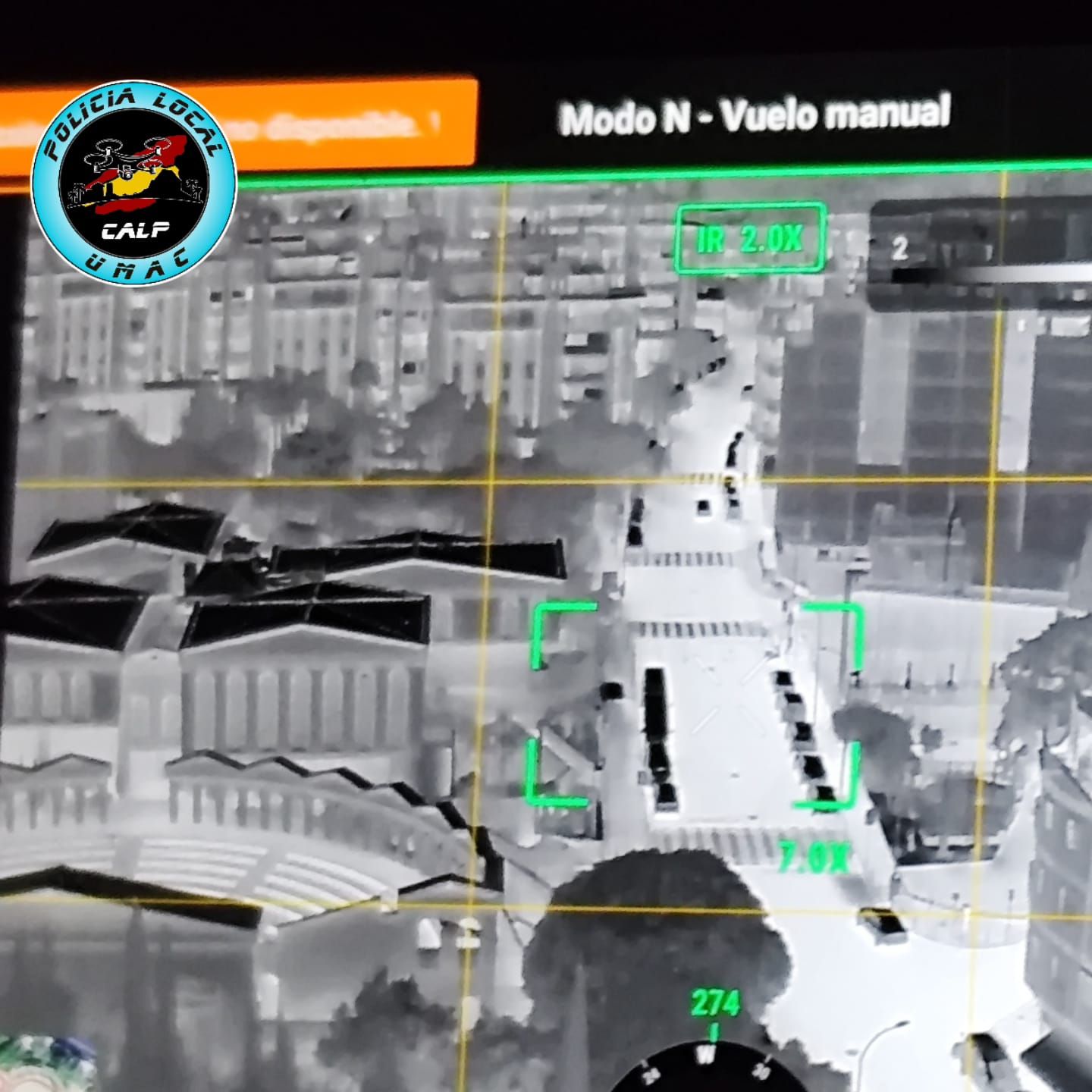 La vista del dron usado por la Policía Local de Calp durante la noche del lunes.