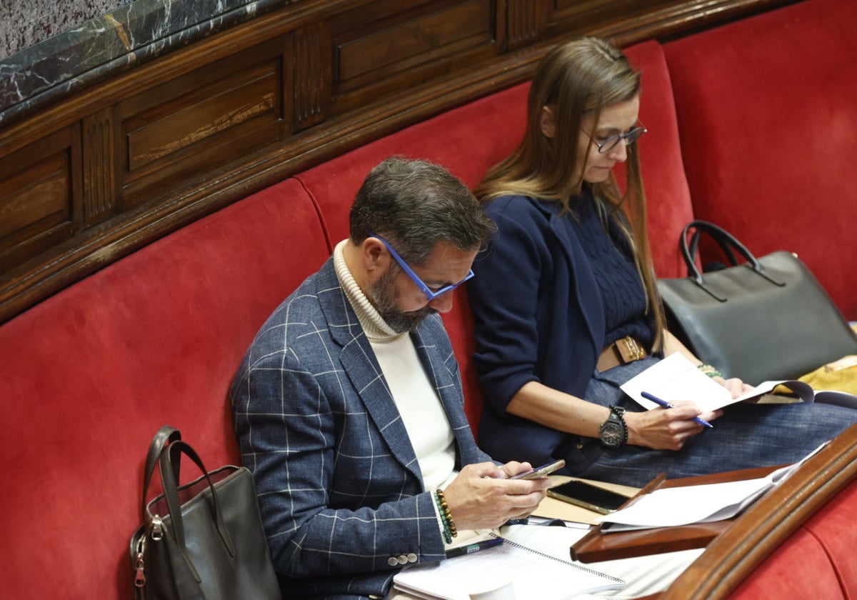 Juanma Badenas y Cecilia Herrero, antes del comienzo del pleno de este miércoles.