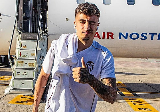 Iván Jaime, durante el desplazamiento a Las Palmas.