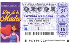Décimo del Sorteo Extraordinario del Día de la Madre de la Lotería Nacional.