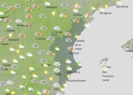 Previsión de lluvias para el sábado a la hora de comer en la Comunitat.