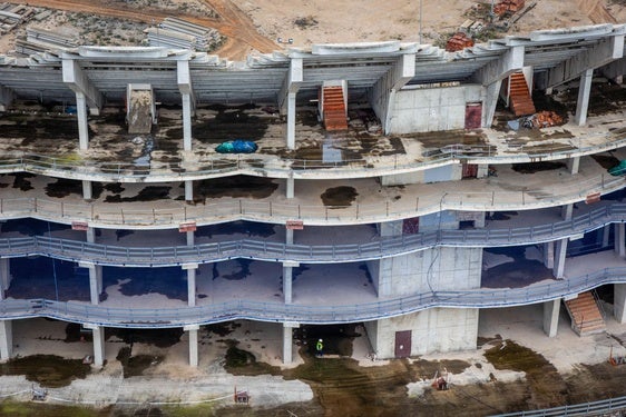 El exterior de las obras del Nou Mestalla.