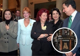 Irene Papas, entre Consuelo Císcar y Eduardo Zaplana. A la izquierda, el Bar Torino.