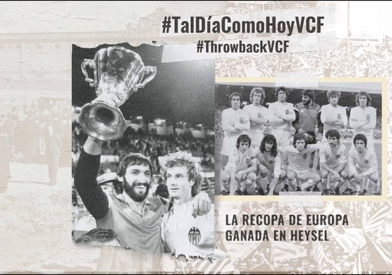 La foto de los jugadores del Valencia CF que ganaron la Recopa de Europa frente al Arsenal en 1980.