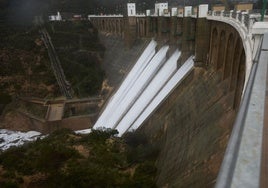 Imagen de la presa de Forata aliviando agua tras la dana.