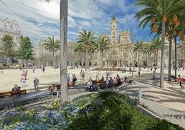 Proyecto Renatura previsto para la reforma de la plaza del Ayuntamiento de Valencia.