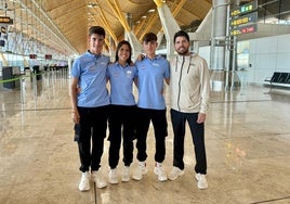 Joan Querol, Claudia Ventura, Dani Monfort y Lluís Torlà, antes de viajar a Podebrady.