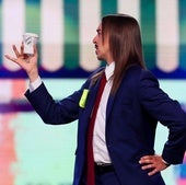El cantante de Estonia en su actuación.