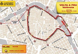 Calles cortadas y estacionamiento prohibido este domingo en Valencia por la Volta a Peu