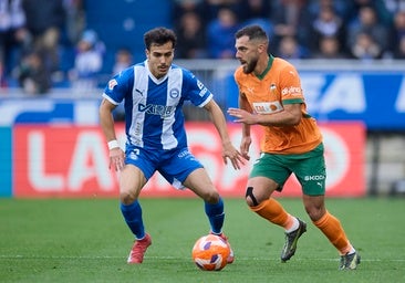 Luis rioja, durante el partido contra el Deportivo Alavés.