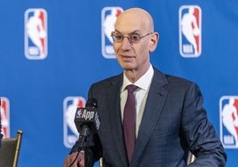 Adam Silver, comisionado de la NBA, durante el anuncio de la creación de la NBA europea.